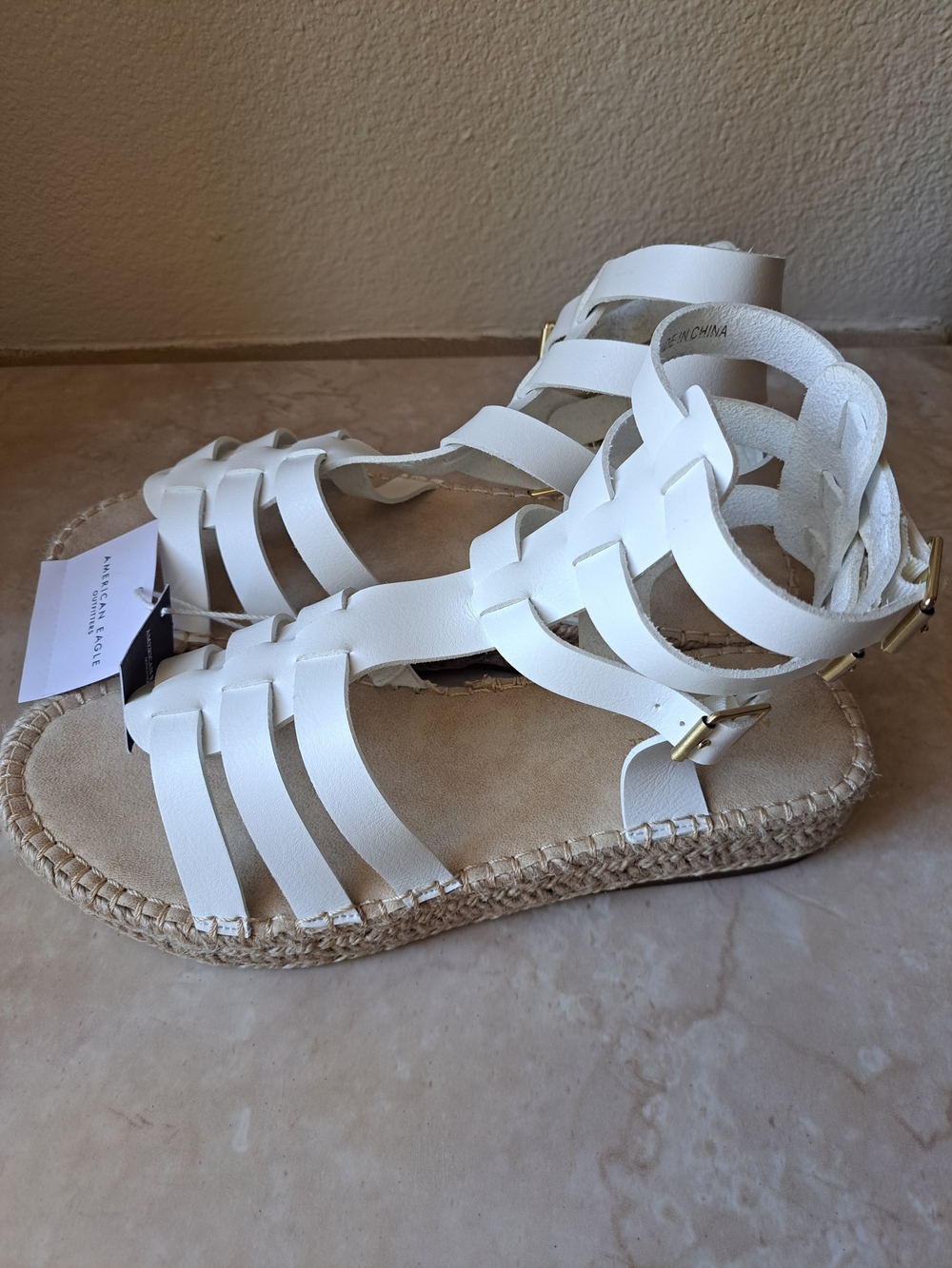 American Eagle Outfitters White Woven Gladiator Sandals - Picture 2 of 5